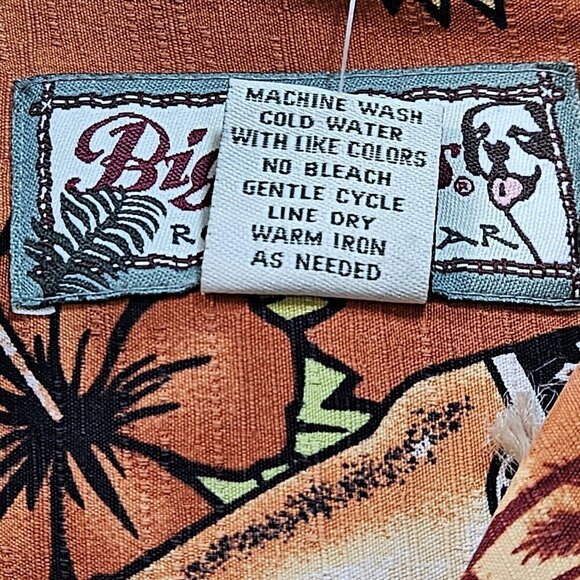 Big Dogs Shirt Men L Orange Hawaiian SS It's Five O'Clock Somewhere! Print Beach - Picture 4 of 12